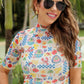 Kora Short Sleeve Mesh Top- Amalfi Mood