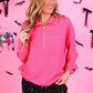 PREORDER- Levi Ribbed Quarter Zip Pullover- Neon Pink
