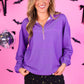 PREORDER- Levi Ribbed Quarter Zip Pullover- Purple
