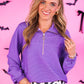 PREORDER- Levi Ribbed Quarter Zip Pullover- Purple