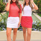 Kora Short Sleeve Mesh Top- Red Polka Dot