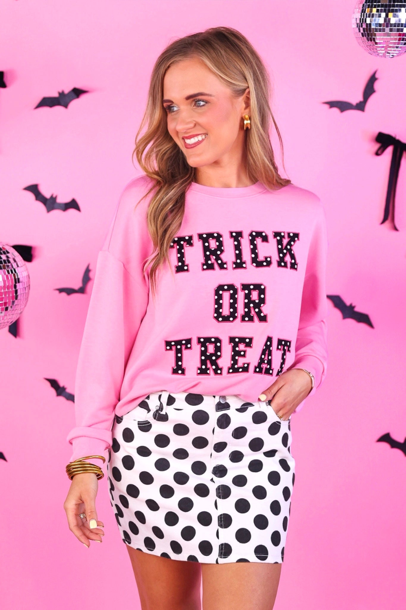 PREORDER- Trick or Treat Polka Dot Patch Pullover