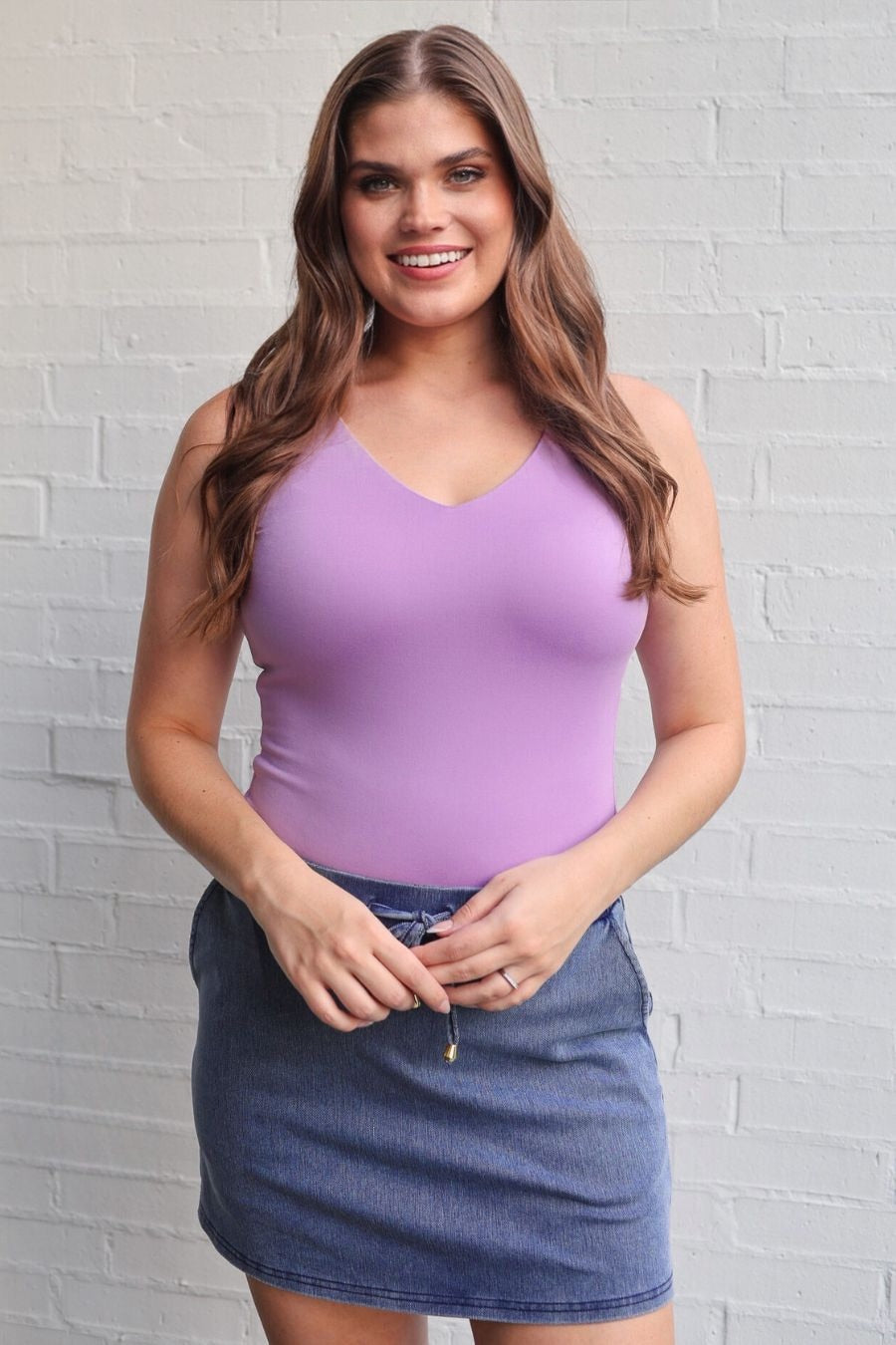 Haven V-Neck Bodysuit- Lavender