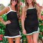 PREORDER- Hit The Pool Skirted Swimsuit- Black/Aqua