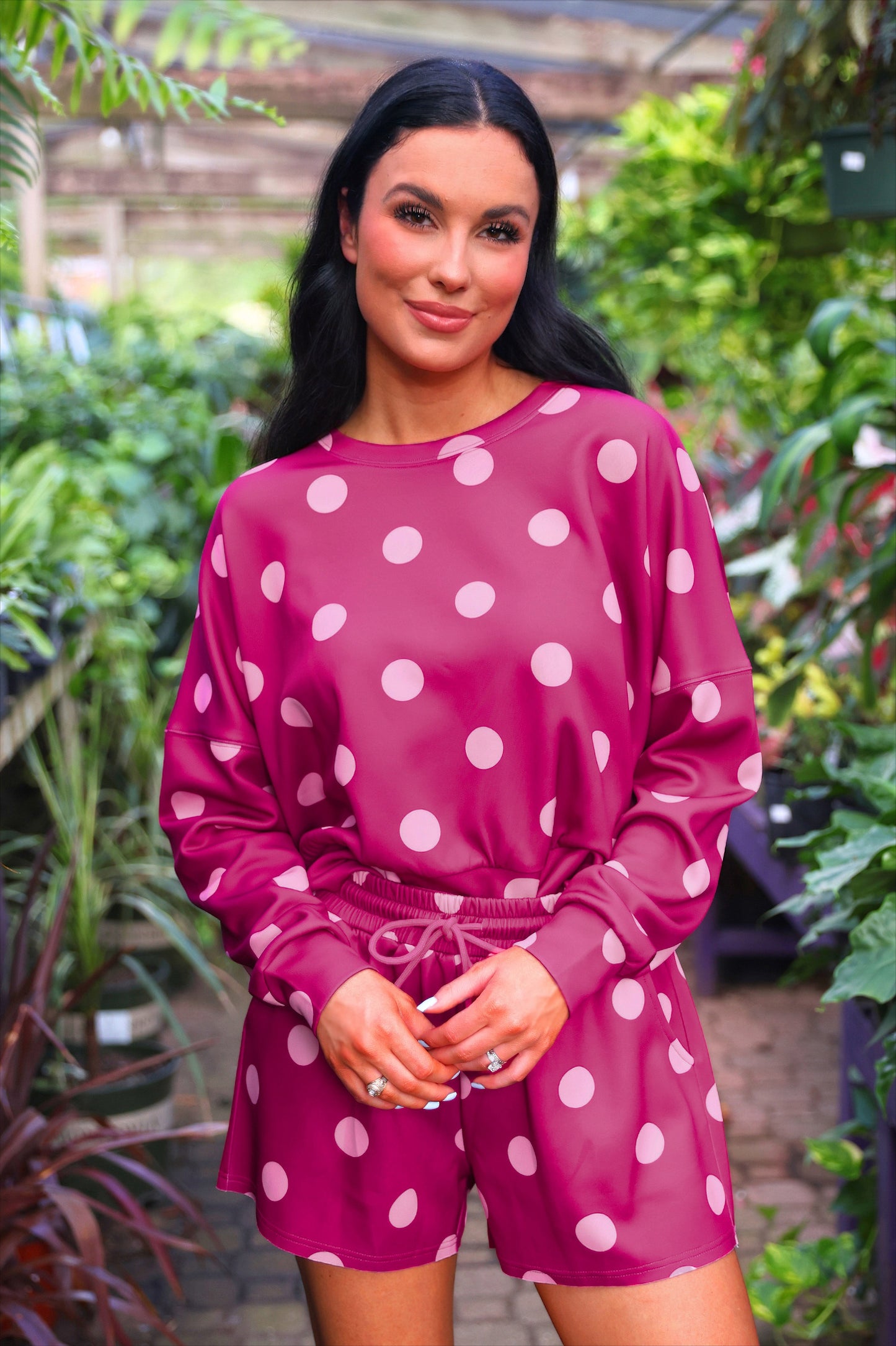PREORDER- Luna Luxe Pullover Set- Pink Polka Dot