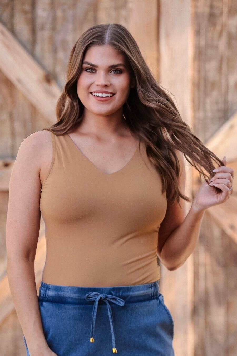 PREORDER- Haven V-Neck Bodysuit- Tan