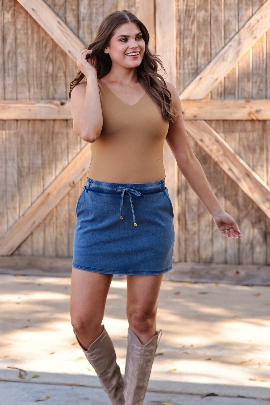 PREORDER- Haven V-Neck Bodysuit- Tan