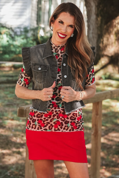 PREORDER- Jordan Ruffle Denim Vest- Black Denim