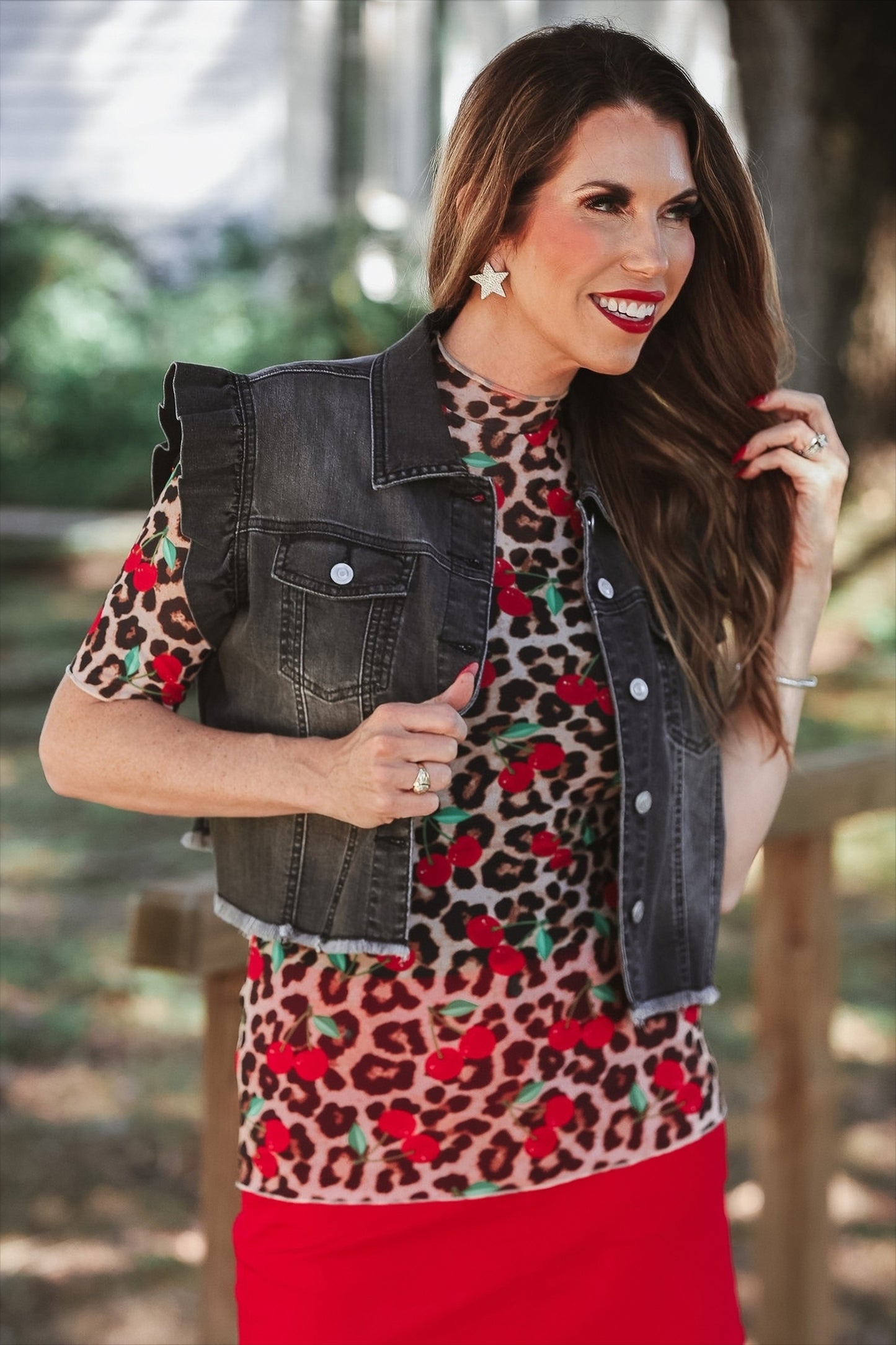 PREORDER- Jordan Ruffle Denim Vest- Black Denim