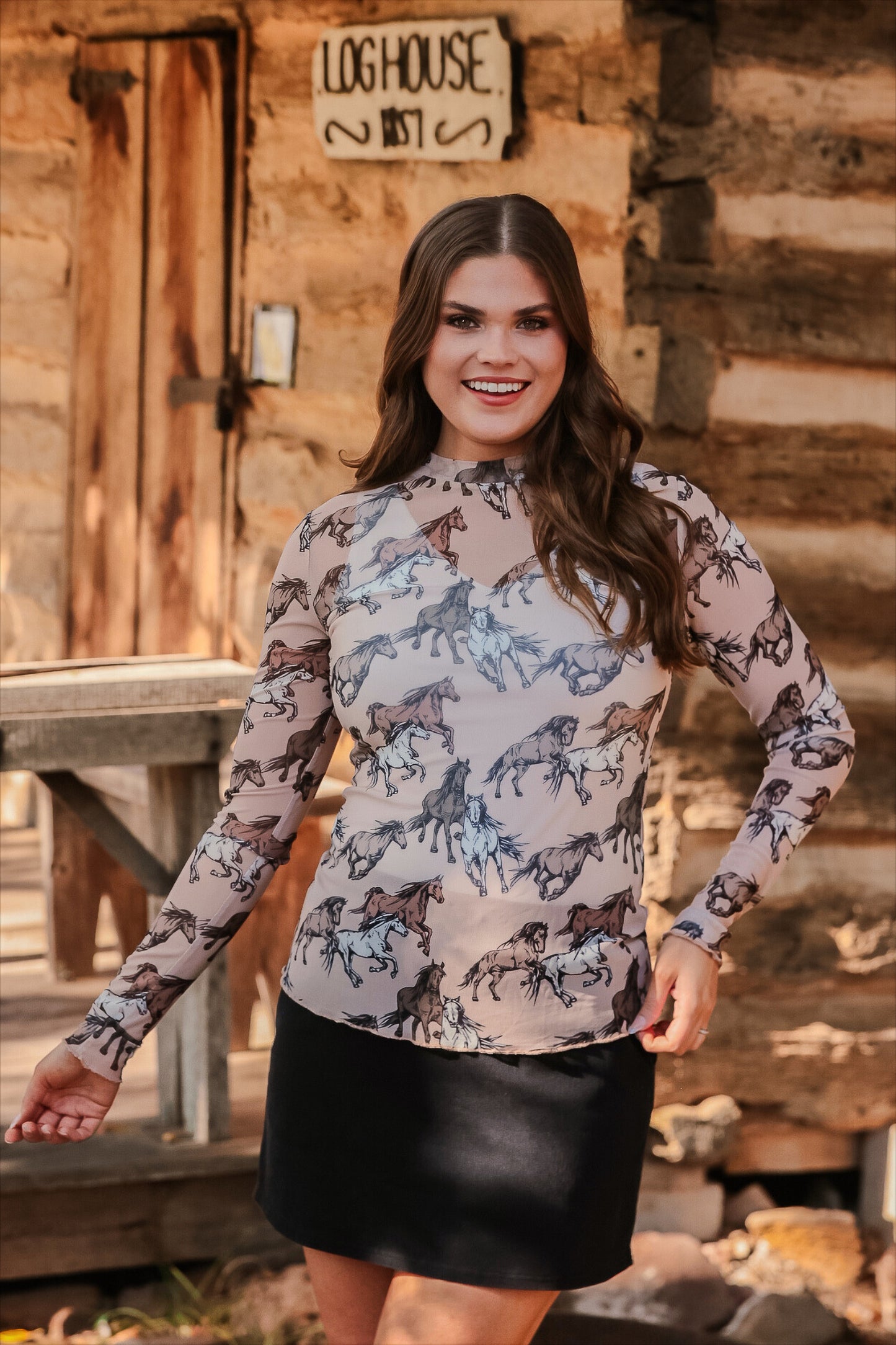 PREORDER- Kate Mesh Top- Wild Horses