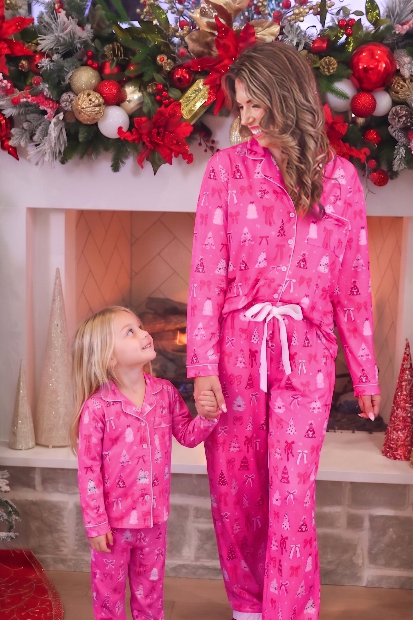 PREORDER- Pretty Pink Christmas Girls Ruffle Pajama Set