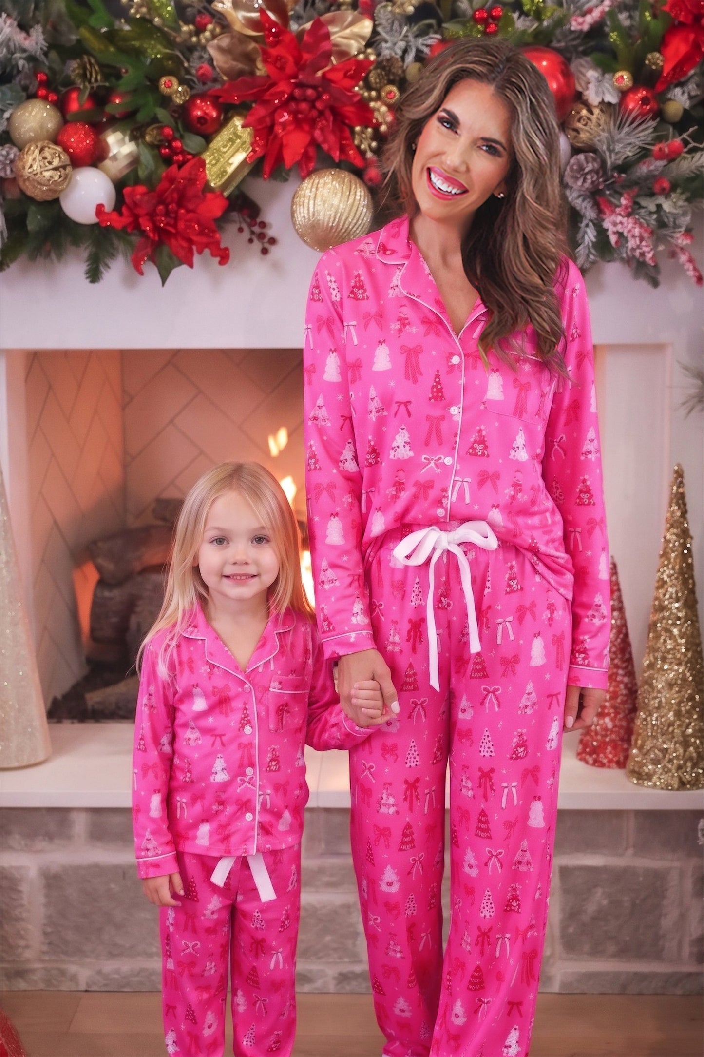 PREORDER- Pretty Pink Christmas Girls Ruffle Pajama Set