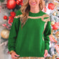 PREORDER- Sequin Bow Knit Sweater- Green/Gold