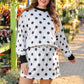 PREORDER- Printed Terry Skort Set- Black/White Polka Dot