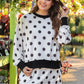 PREORDER- Printed Terry Skort Set- Black/White Polka Dot
