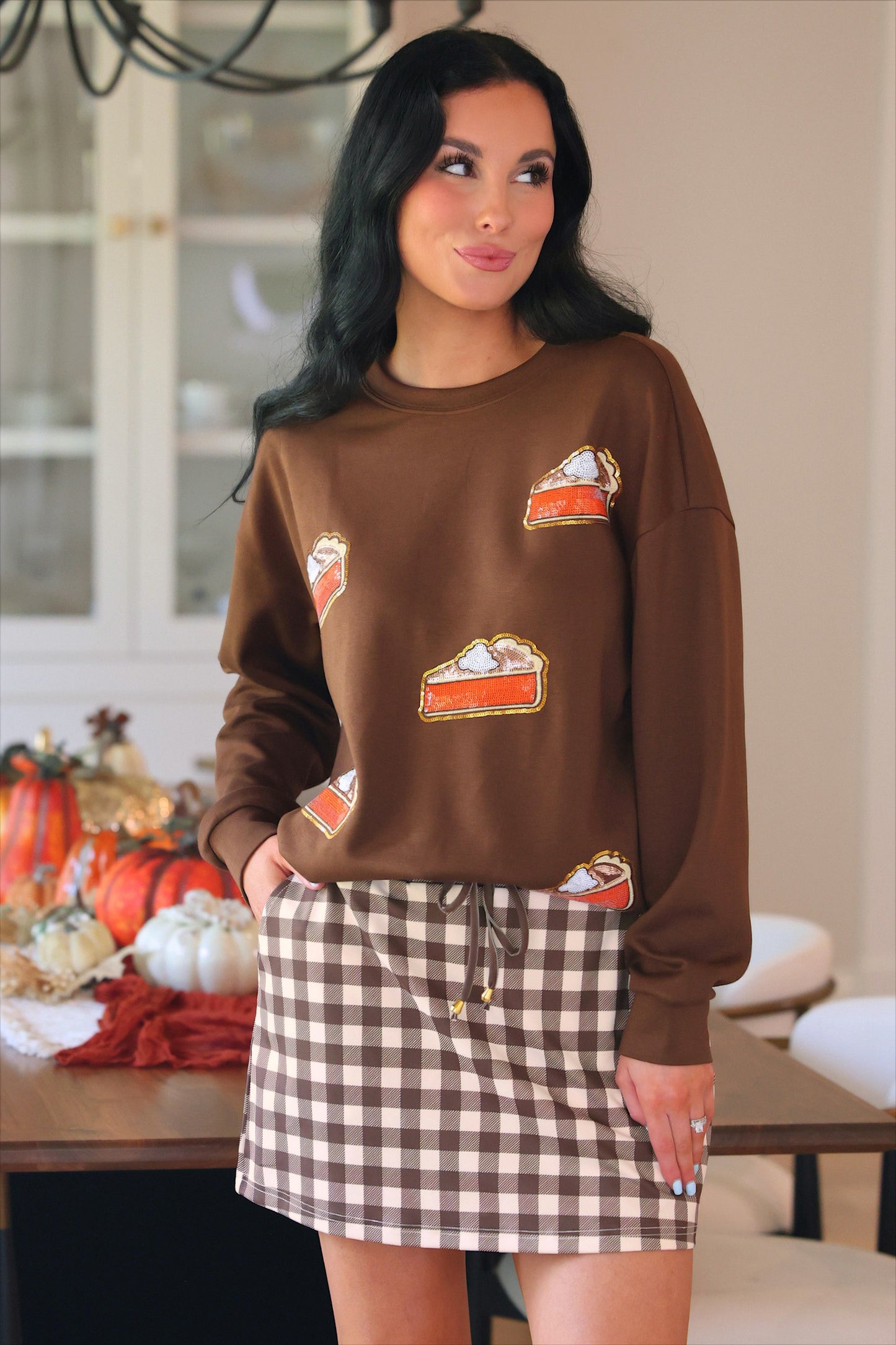 PREORDER- Chocolate Gingham Skort
