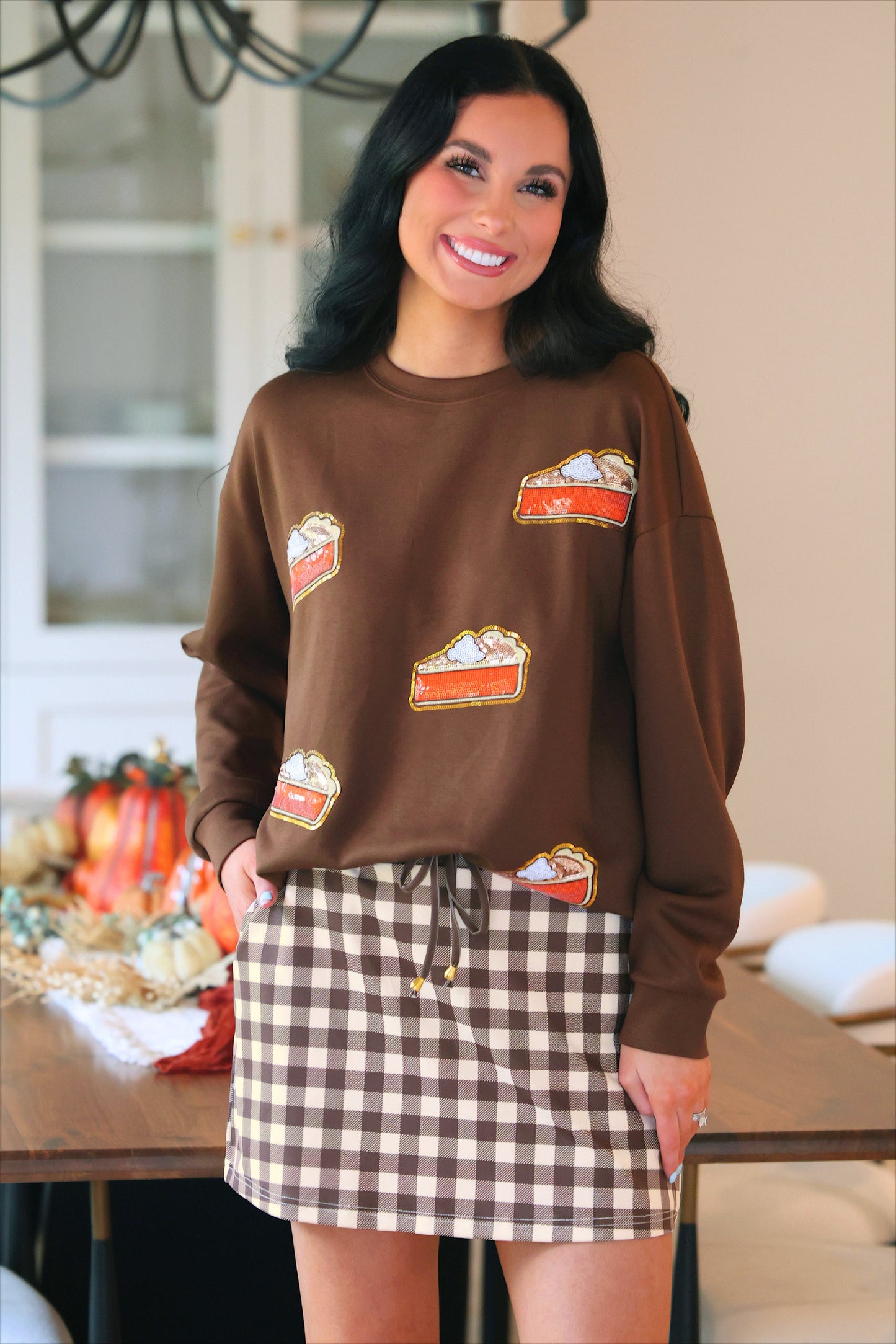 PREORDER- Chocolate Gingham Skort