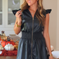 PREORDER- Downtown Leather Zipper Dress- Black