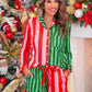 PREORDER- Christmas Stripes Ruffle Pajama Set
