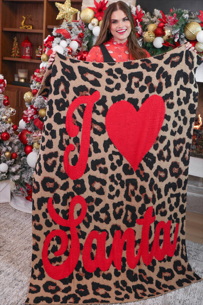 PREORDER- I Love Santa Leopard Blanket