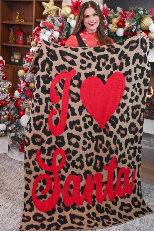 PREORDER- I Love Santa Leopard Blanket