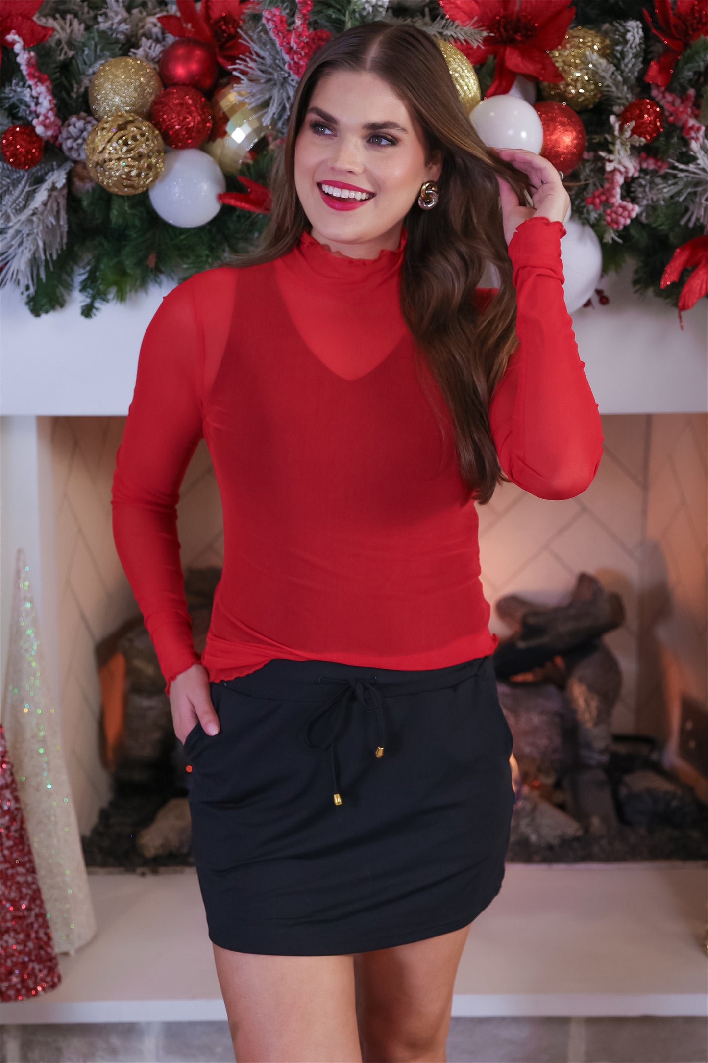 PREORDER- Keigan Mesh Top- Red