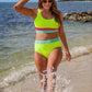 PREORDER- Shades of Summer Two Piece Swimsuit- Neon Lime