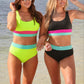 PREORDER- Shades of Summer Two Piece Swimsuit- Neon Lime