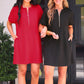 PREORDER- Ezra Textured Zipper Dress- Black