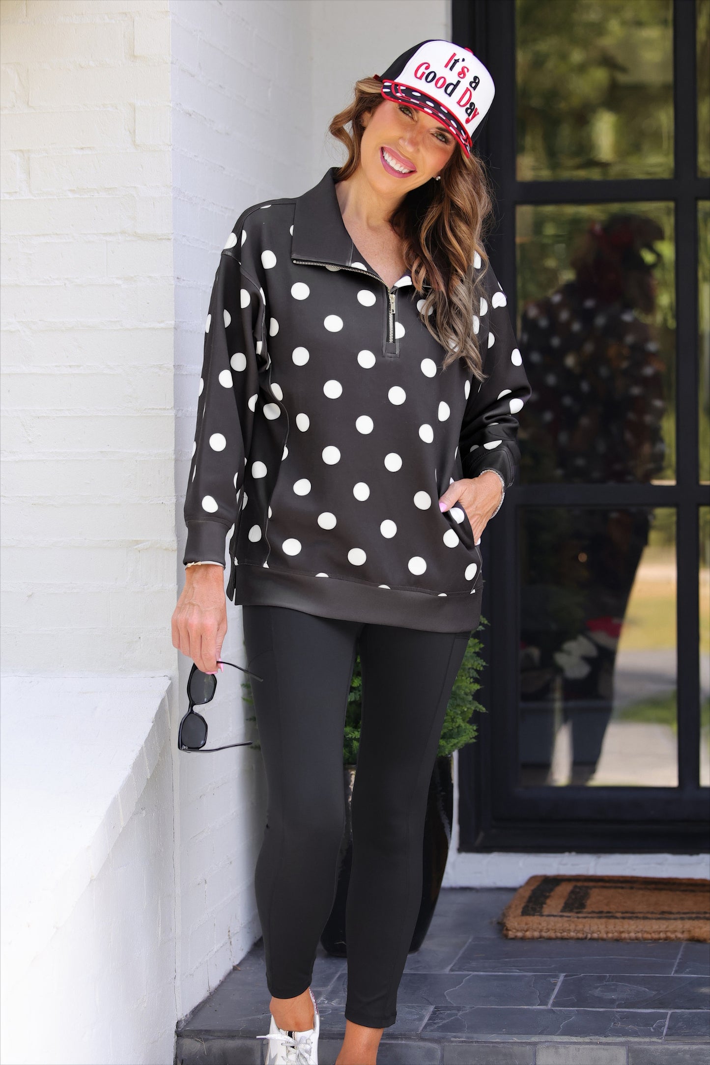 PREORDER- Everyday Pullover- After Dark Polka Dot