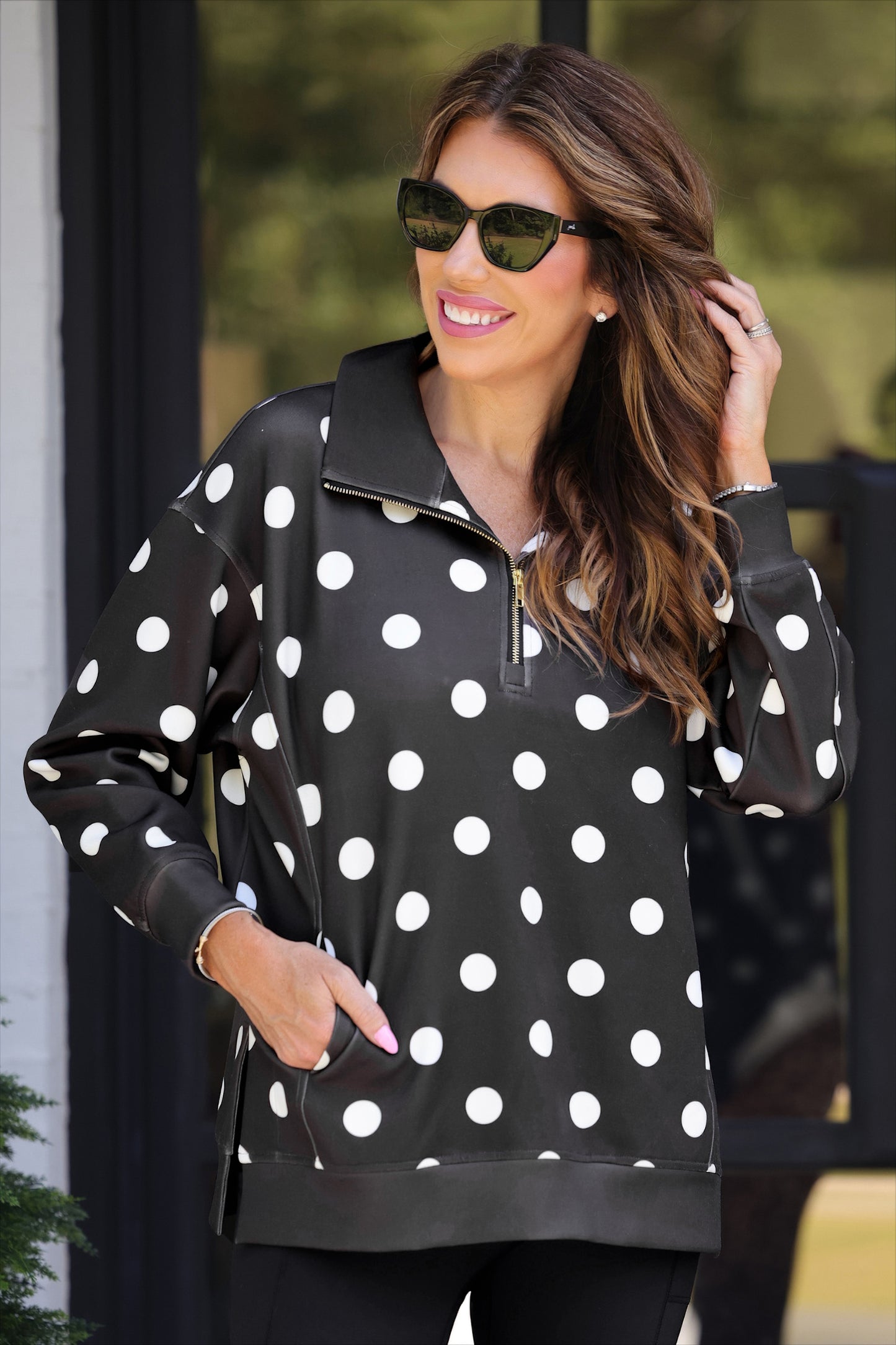 PREORDER- Everyday Pullover- After Dark Polka Dot