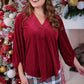 PREORDER- Ivy Velvet Textured Top- Red