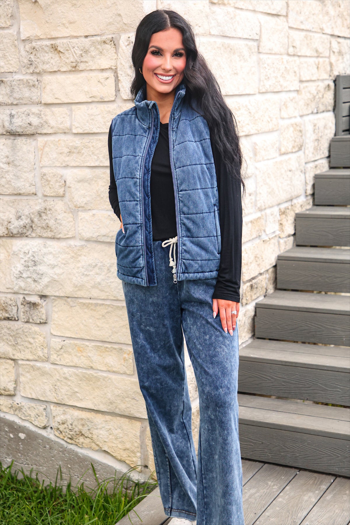 PREORDER- Refined Denim Wide Leg Pants- Light Wash