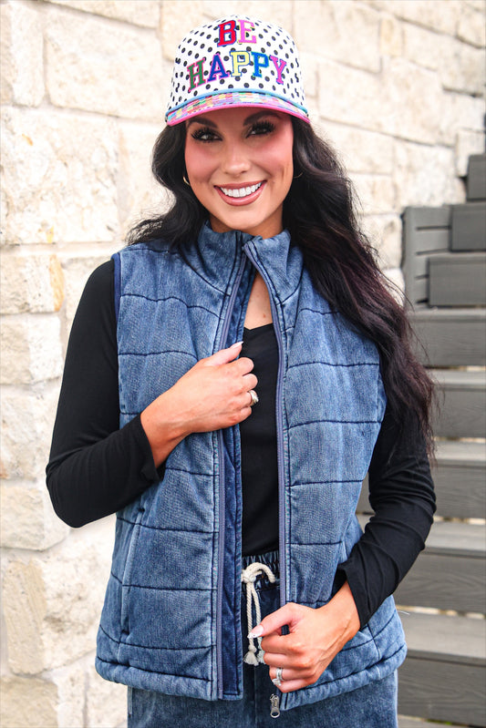 PREORDER- Refined Denim Puffer Vest