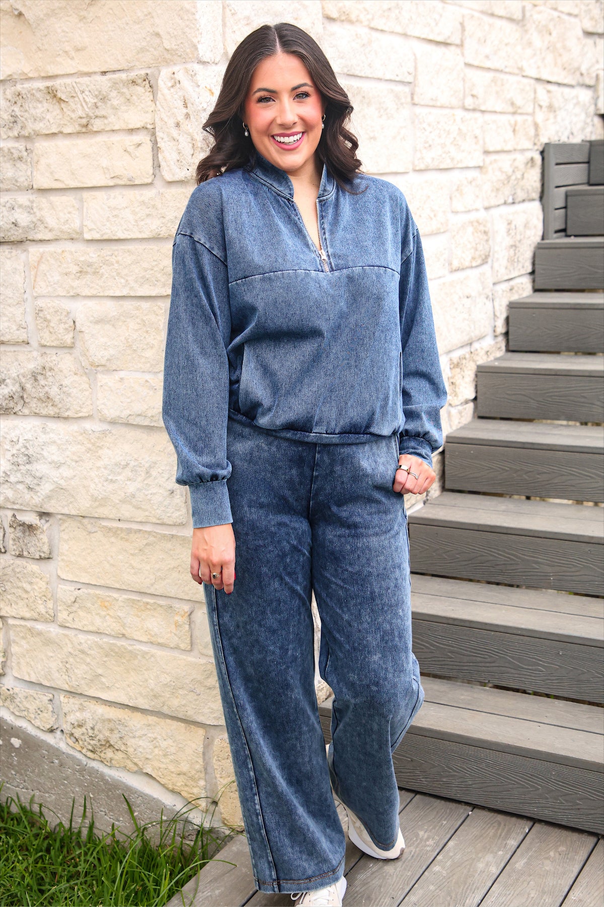 PREORDER- Refined Denim Quarter Zip Pullover
