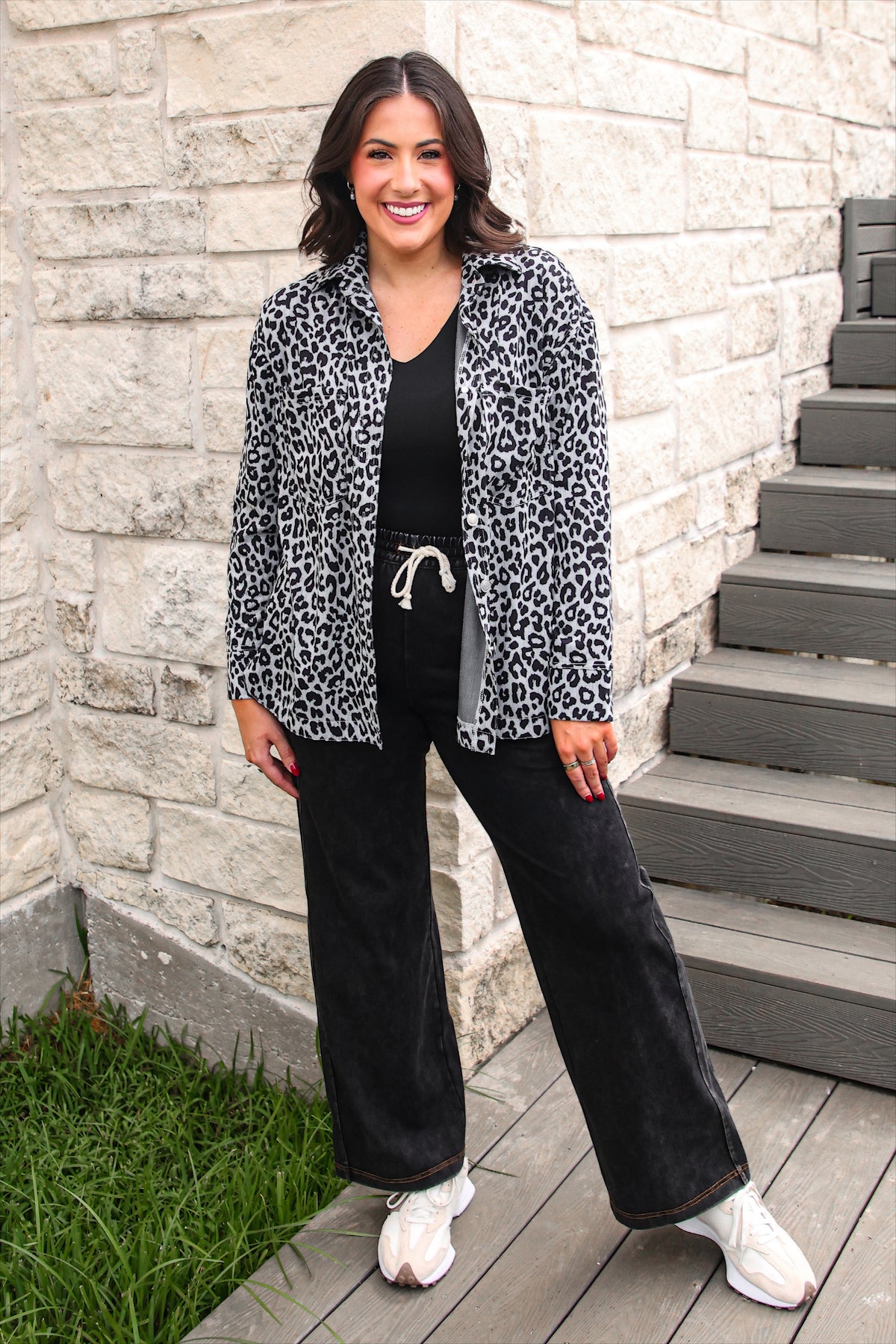 PREORDER- Refined Denim Wide Leg Pants- Black