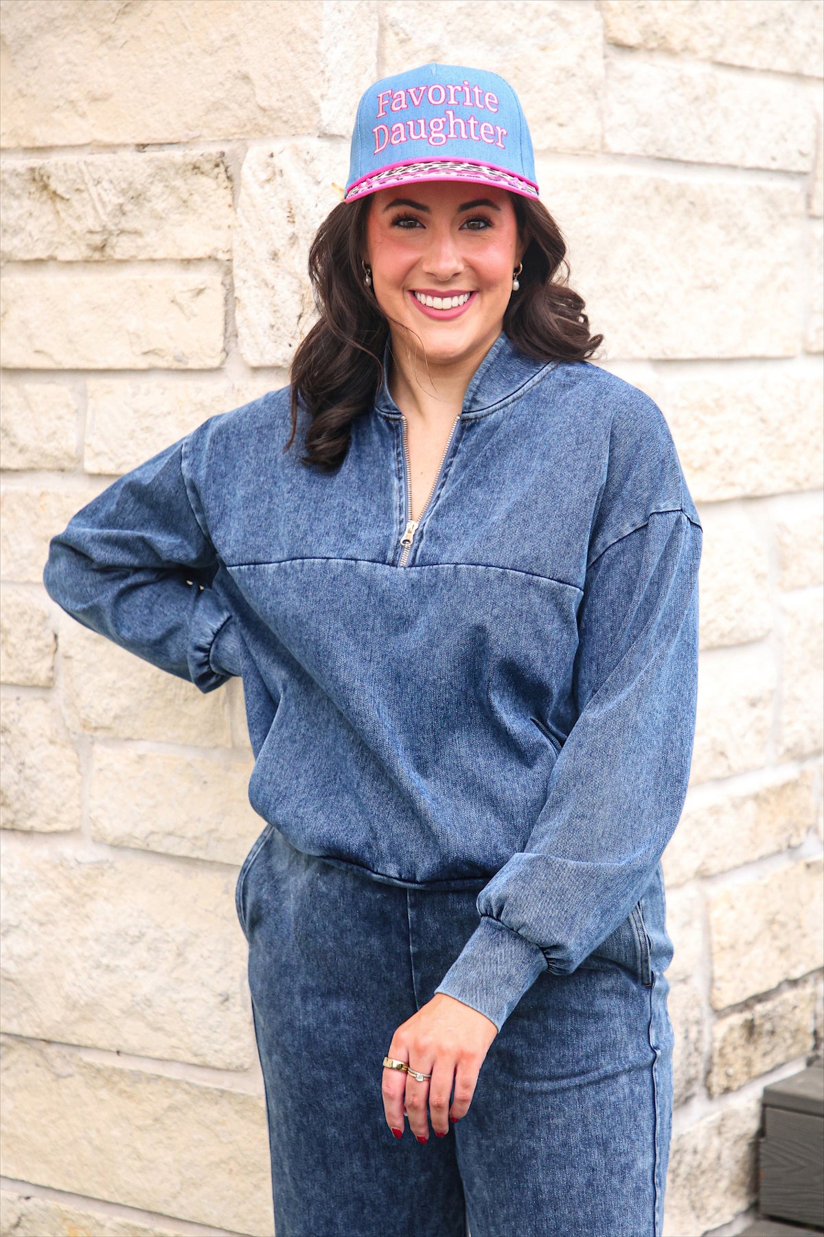 PREORDER- Refined Denim Quarter Zip Pullover