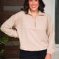 Levi Ribbed Quarter Zip Pullover- Taupe