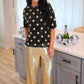 PREORDER- Polka Dot Pop Sequin Top- Black/Gold