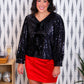 Betty Bow Top- Black Sequin