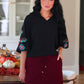 PREORDER- Donna Floral Embroidered Top- Black