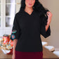 PREORDER- Donna Floral Embroidered Top- Black