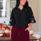 PREORDER- Donna Floral Embroidered Top- Black
