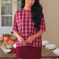 PREORDER- Emma Mesh Tee- Cranberry Gingham