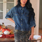 PREORDER- Nova Denim Skirt- Dark Leopard