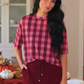 PREORDER- Emma Mesh Tee- Cranberry Gingham