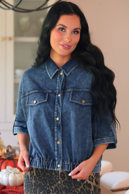 PREORDER- Refined Denim Bomber Jacket- Light Wash