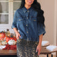 PREORDER- Nova Denim Skirt- Dark Leopard
