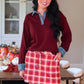 PREORDER- Denim Trim Knit Sweater- Burgundy