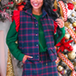 PREORDER- Navy Christmas Plaid Puffer Vest